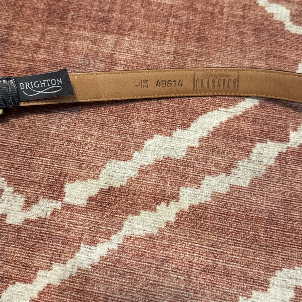 Vintage Brighton Classics  Lizard Embossed Leather Belt Mixed Metal USA